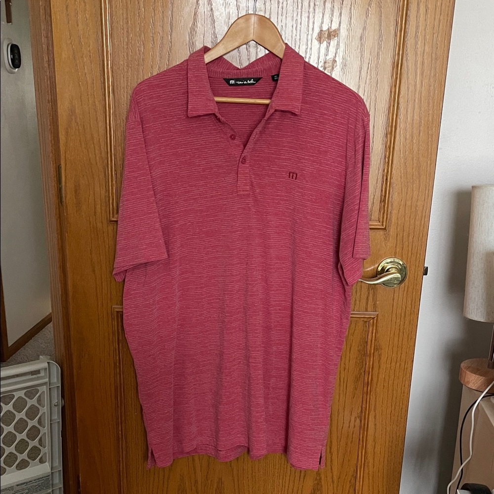 Travis Mathew Heathered Red Polo Shirt